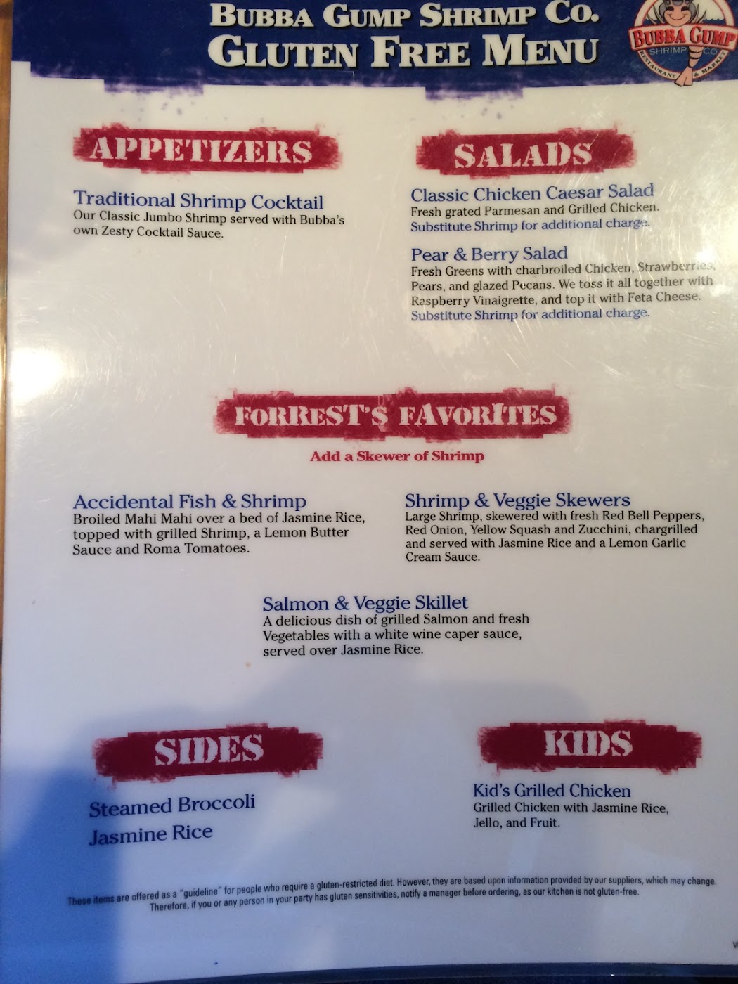 Bubba Gump Shrimp Co Gluten Free Monterey 2021