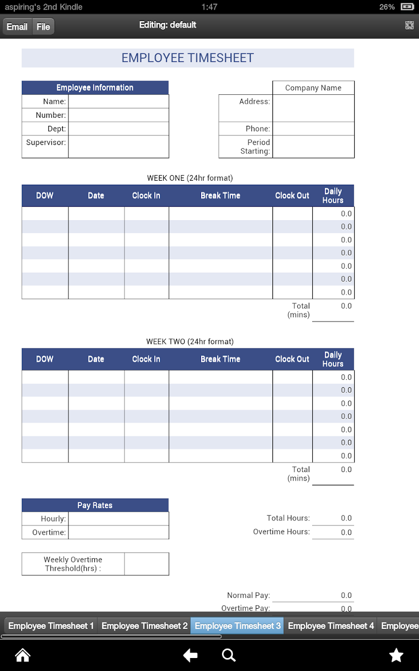 Monthly Employees Timesheet Screen 3