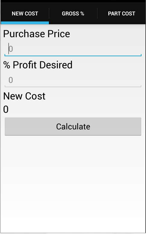 Android application Gross Percent Calculator screenshort