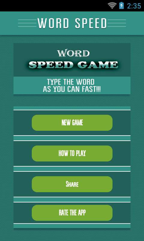 Word Speed Game Screen 1
