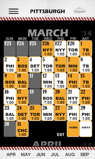 Baseball Pocket Sked - Pirates