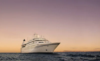 Seabourn Legenda at sunset.