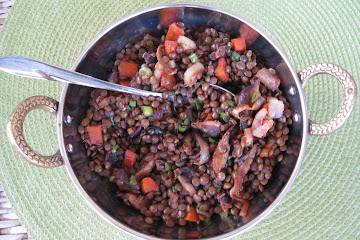 Green Lentils with Ginger, Miso and Shiitakes
