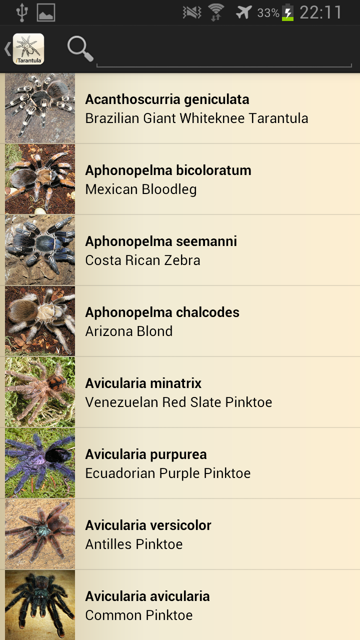 iTarantula - Tarantulas Guide Screen 3