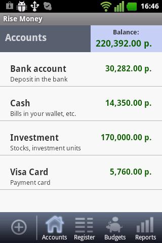 Android application Rise Money - expense tracker screenshort