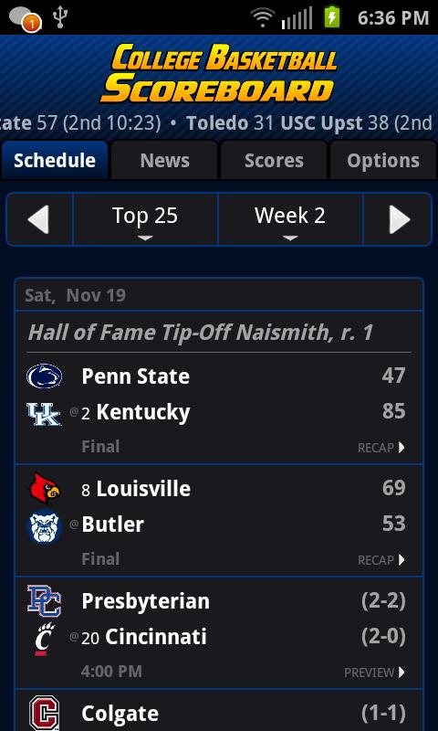 College Basketball Scoreboard+ Screen 2