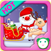 Christmas Reindeer And Santa  Icon