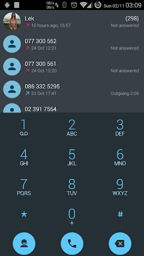 Dialer theme Droid L Blue