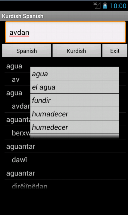 Android application Spanish Kurdish Dictionary screenshort