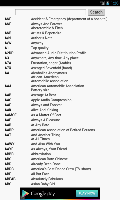 Internet slang list