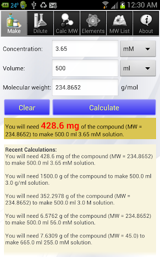 Solution Calculator Lite