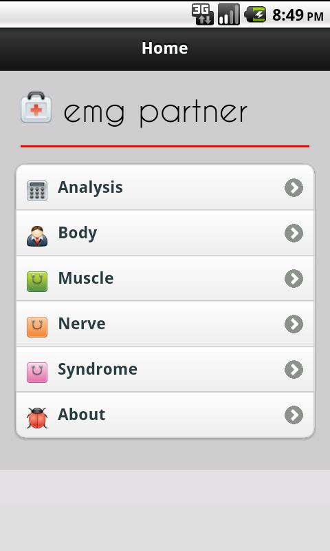 Android application emgpartnerII screenshort