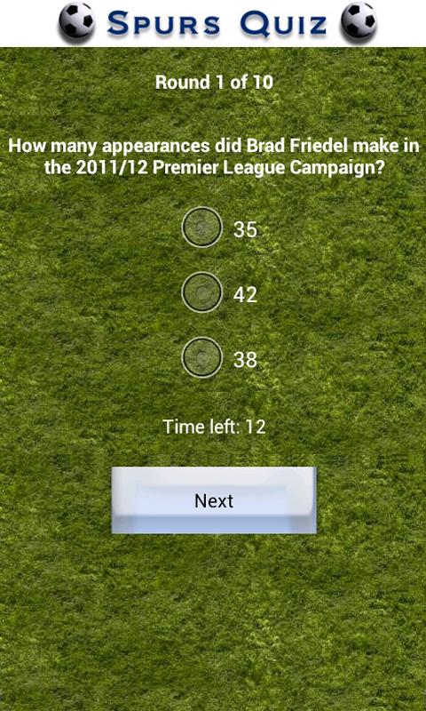 Spurs Football Quiz Screen 2