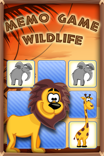 Memo Game Wild Animals Cartoon