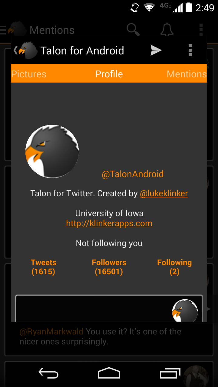 Android application Reddit-style Black Talon Theme screenshort