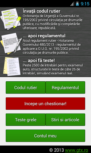 Chestionare Auto GTX.ro