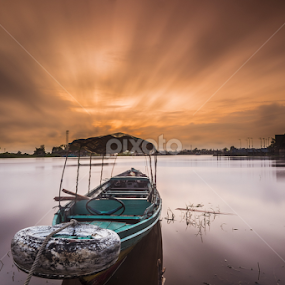 Morning at Kahayan River by Richard Liong - Transportation Boats