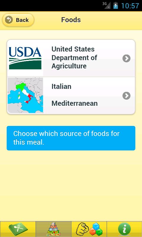 Zone Diet Calculator Blocks Screen 2