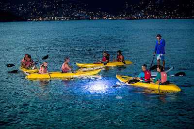 Enjoy a sunset paddle out to Pirate Point in a kayak excursion from the Adventure Center on St. Thomas.  