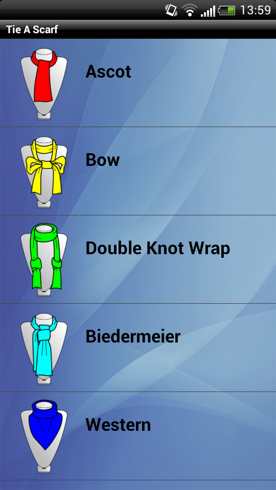 Android application Tie A Scarf and Shawl Pro screenshort