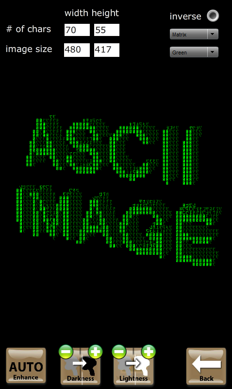 Android application ASCII Art: Images to Text screenshort