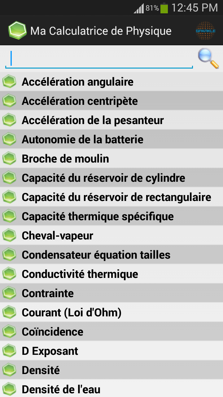 Android application My Physics Calculator screenshort