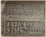 Baseliëf in de muur aan de noordzijde van de Borobudur