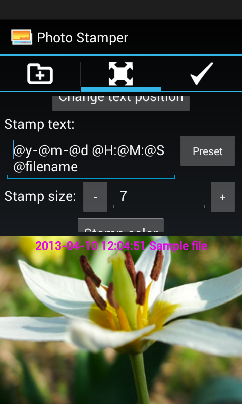 Android application PhotoStamper screenshort