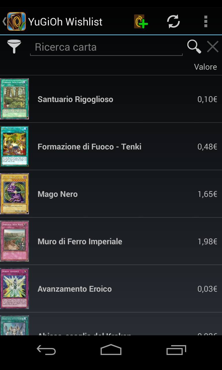 Android application Wishlist for YuGiOh! Pro screenshort