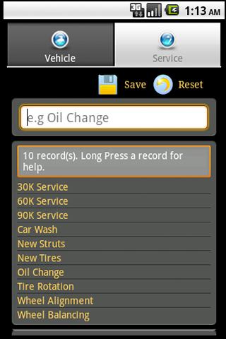 Gas N Service Diary Screen 3