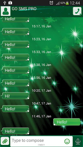 GO SMS Proのグリーンスター