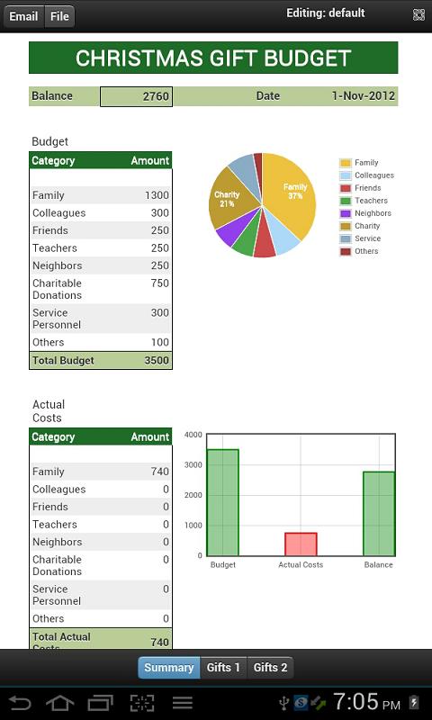 Android application Christmas Gift Budget screenshort