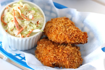 Oven-Fried Chicken with Homemade Coleslaw