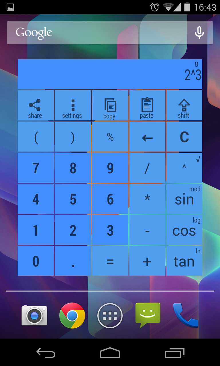 Android application Widget Calculator PRO colorful screenshort