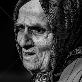 Elderly Lady!  by Hasan Mahmud Tipu - Black & White Portraits & People