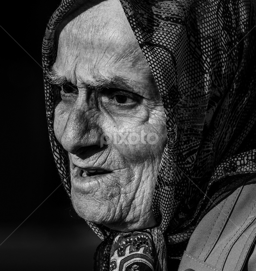 Elderly Lady!  by Hasan Mahmud Tipu - Black & White Portraits & People
