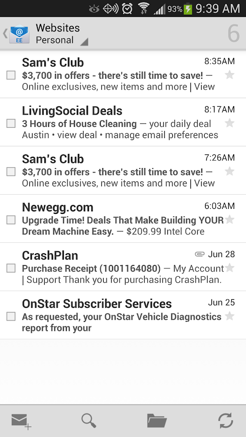 Android application Enhanced Email for Tablets screenshort