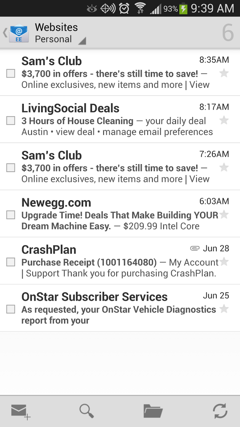 Enhanced Email for Tablets Screen 1