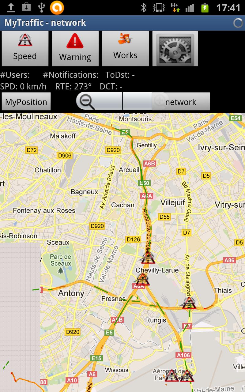 Android application MyTraffic screenshort