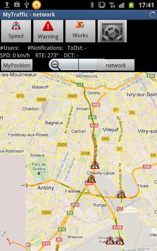 Android application MyTraffic screenshort