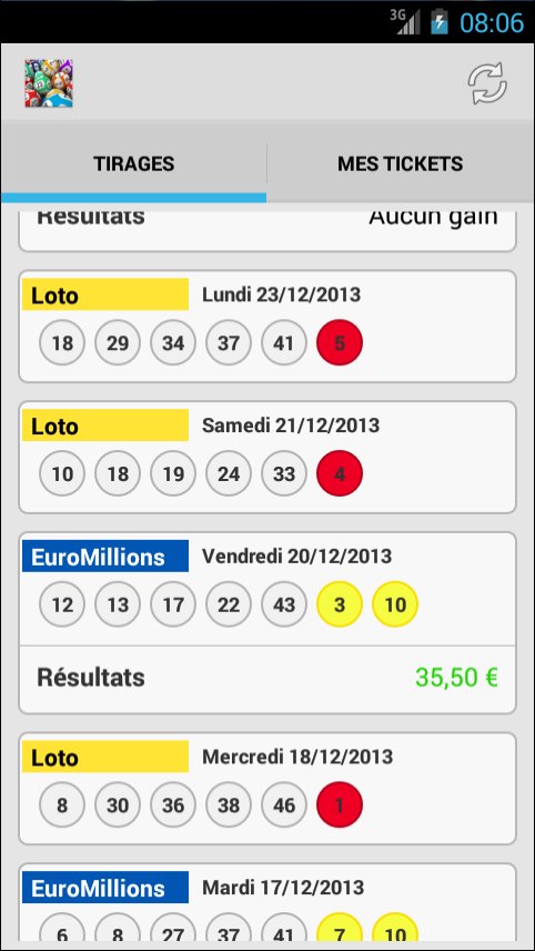 Android application EuroMillions - Lotto screenshort