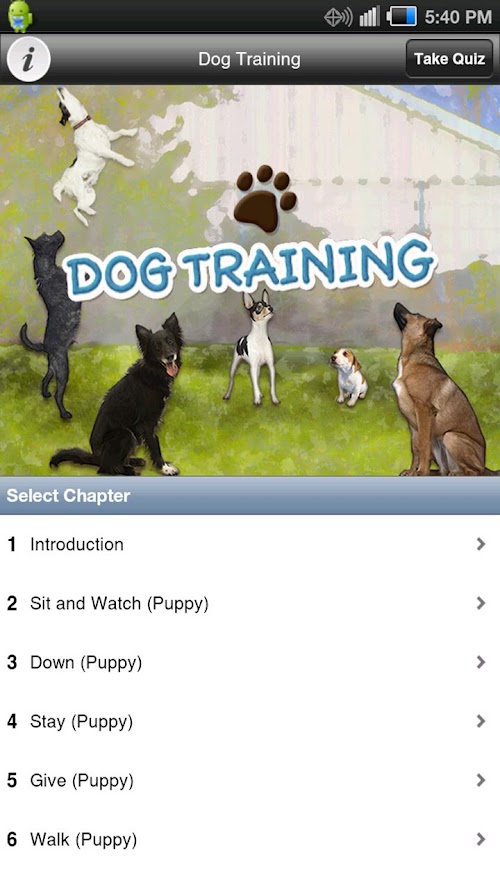 Android application Dog Training screenshort