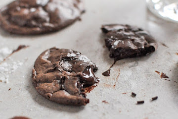 Salted Dark Chocolate Truffle Cookies