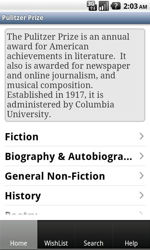 BookAwardz Screen 2