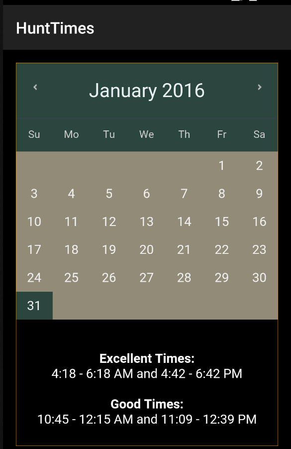 HuntTimes by DataSport Screen 3
