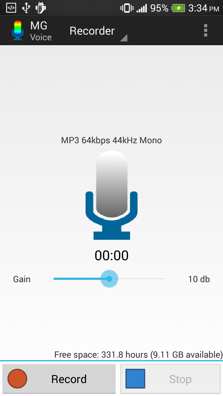 MG Voice Recorder Key Screen 1