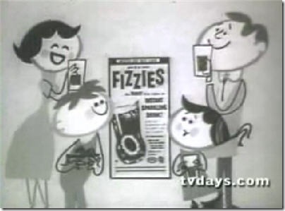 Happy Family drinking Fizzies vintage animated TV commercial