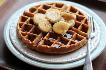 Healthy Banana Chocolate Chip Quinoa Flour Waffles