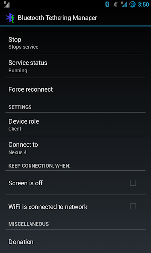 Bluetooth Tethering Manager