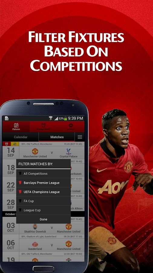 Man Utd Fixtures Calendar - screenshot